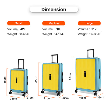 Nasher Miles Zanzibar TSA Lock Hard-Sided Polycarbonate Cabin Luggage Yellow Blue 20 inch |55 Trolley Bag| Suitcase