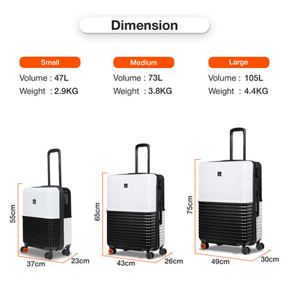 Nasher Miles Istanbul Hard-Sided ABS and PC Check-in Luggage 28 inch | 75cm | 8 Wheels Large Trolley Bag for Travel | Suitcase (Black White)