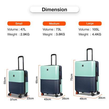 Nasher Miles Istanbul Hard-Sided ABS and PC Check-in Luggage 24 inch | 65cm | 8 Wheels Medium Trolley Bag for Travel | Suitcase (Teal Dark Blue)