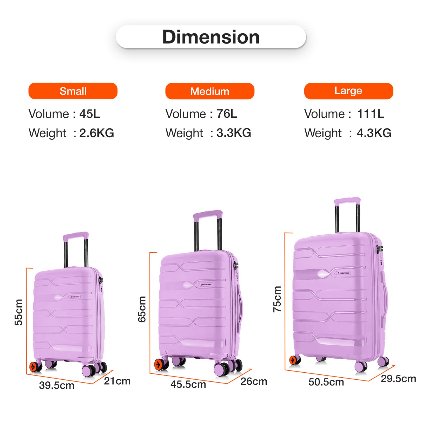Nasher Miles Paris Hard-Sided Polypropylene Check-in Luggage 28 inch | 75cm | 8 Wheels Large Trolley Bag for Travel | Suitcase (Purple)