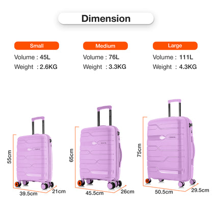 Nasher Miles Paris Hard-Sided Polypropylene Check-in Luggage 28 inch | 75cm | 8 Wheels Large Trolley Bag for Travel | Suitcase (Purple)