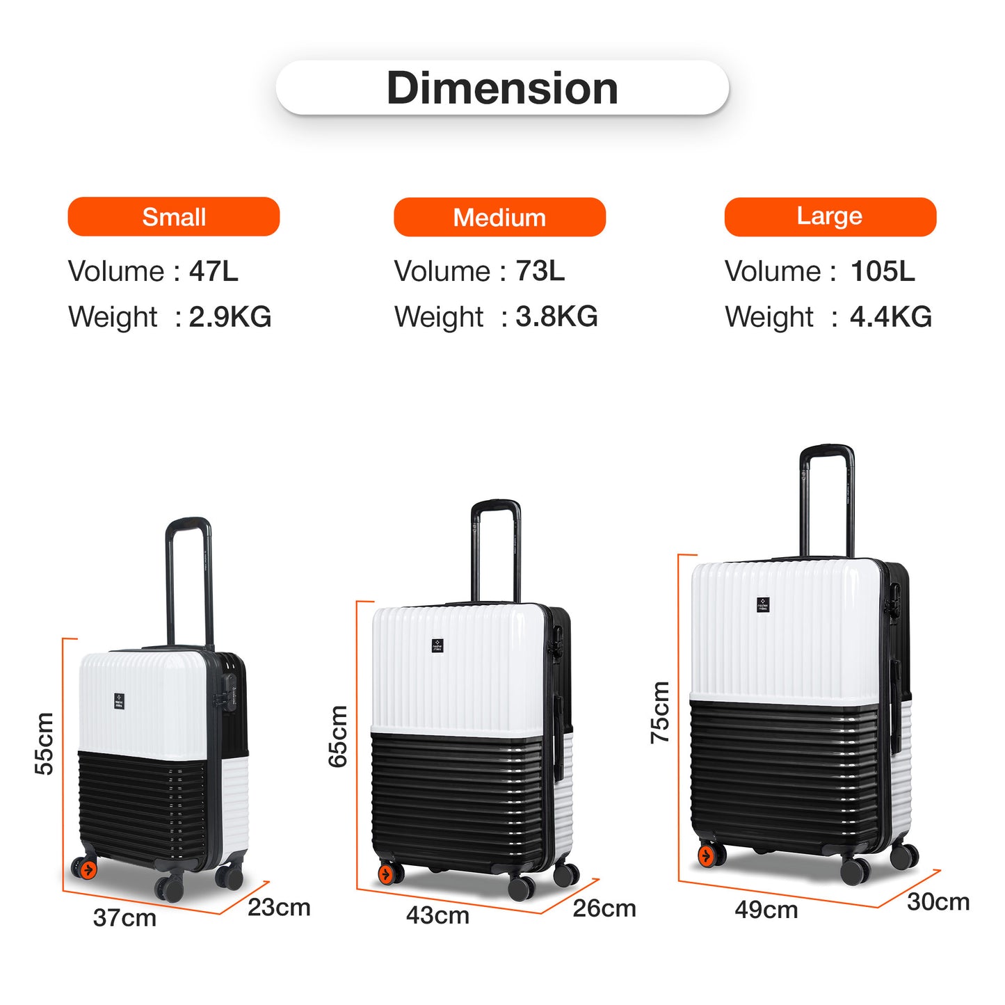 Nasher Miles Istanbul Hard-Sided ABS and PC Cabin Luggage 20 inch | 55cm | 8 Wheels Small Trolley Bag for Travel | Suitcase (Black White)