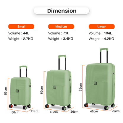 Nasher Miles Singapore Hard-Sided Polypropylene Check-in Luggage Avacado Green 28 inch |75 Trolley Bag