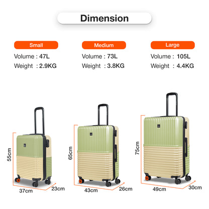 Nasher Miles Istanbul Hard-Sided ABS and PC Check-in Luggage 24 inch | 65cm | 8 Wheels Medium Trolley Bag for Travel | Suitcase (Green Yellow)