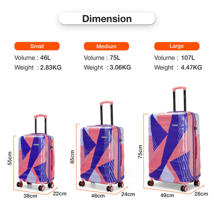 Nasher Miles Chicago Hard-Sided Polycarbonate Printed Cabin Luggage Pink Grey 20 inch (55) Trolley Bag