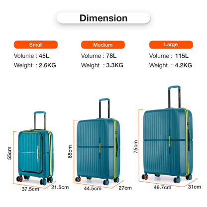 Nasher Miles Plus Springfield Hard-Sided Polypropylene Cabin Luggage with Laptop Compartment Navy Blue 20 inch |55 Trolley Bag