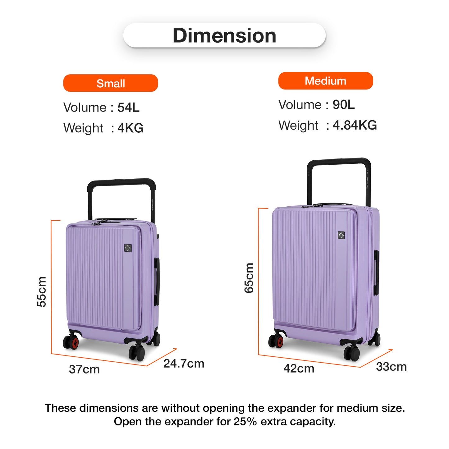 Nasher Miles Silicon Valley Expander Hard-Sided Polycarbonate Wide Telescopic Handle Front Opening Check-In Luggage Purple 24 inch |65 Trolley Bag