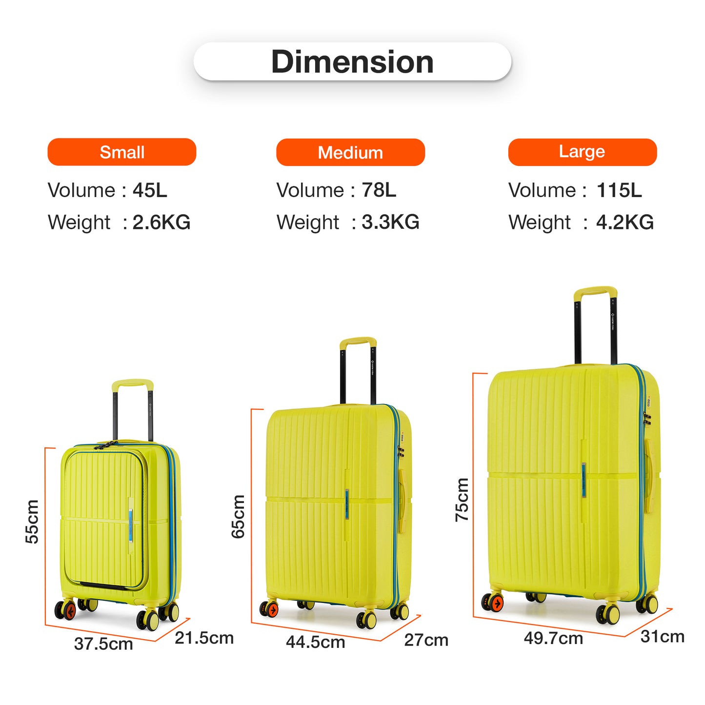 Nasher Miles Plus Springfield Hard-Sided Polypropylene Cabin Luggage with Laptop Compartment Apple Green 20 inch |55 Trolley Bag