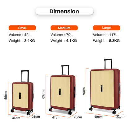 Nasher Miles Zanzibar TSA Lock Hard-Sided Polycarbonate Cabin Luggage Yellow Maroon 20 inch |55 Trolley Bag| Suitcase