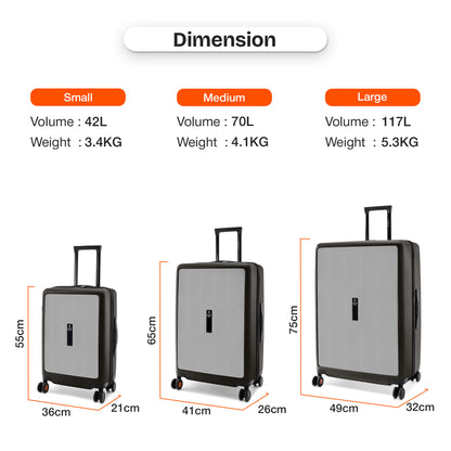 Nasher Miles Zanzibar TSA Lock Hard-Sided Polycarbonate Check-in Luggage Grey Black 24 inch |65 Trolley Bag| Suitcase