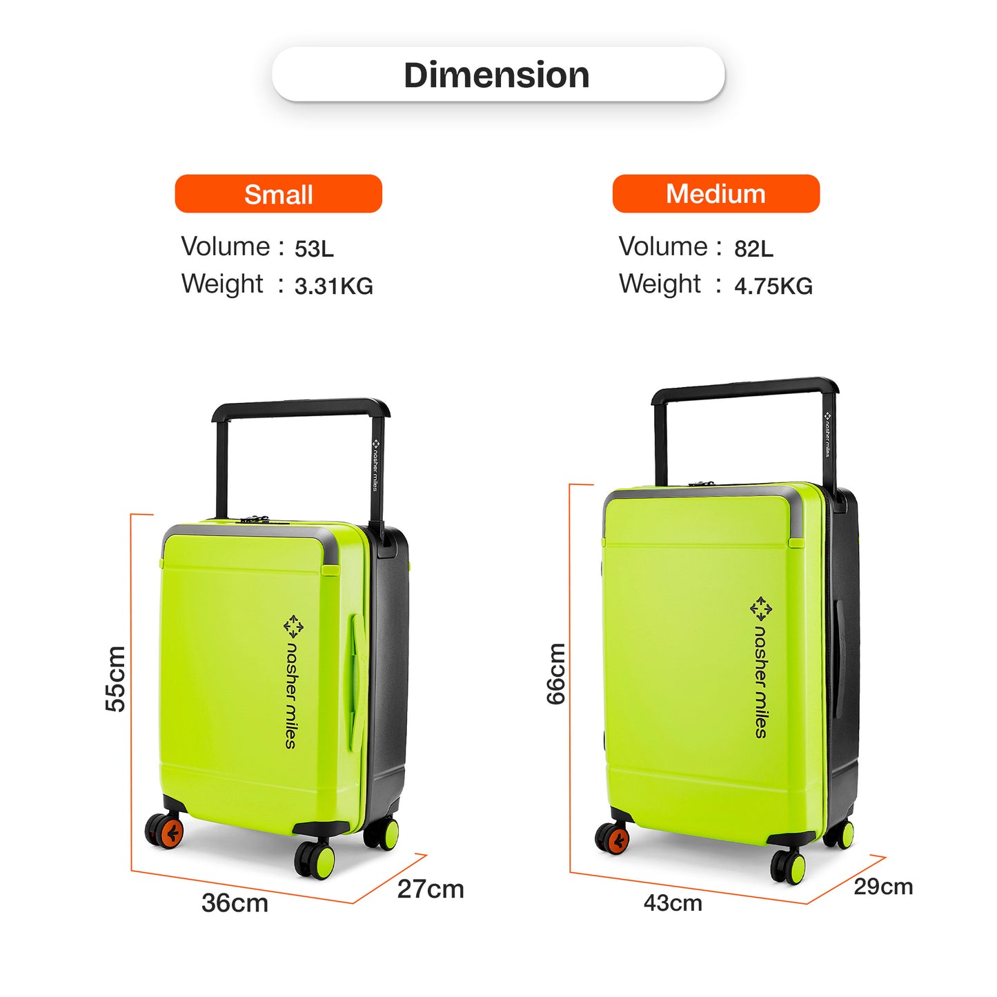 Nasher Miles Oslo TSA Lock Hard-Sided Polycarbonate Wide Telescopic Handle Check-in Luggage Neon Green Grey 26 inch |66 Trolley Bag |Medium Suitcase