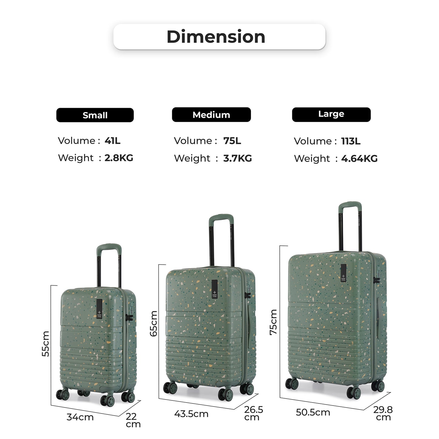 Nasher Miles Venice Hard-Sided Polycarbonate Cabin Terrazzo Printed Luggage 20 inch | 55cm | 8 Wheels Small Trolley Bag for Travel | Suitcase (Green)