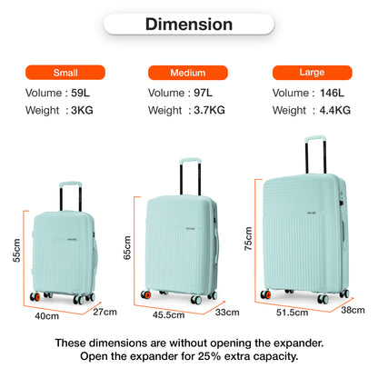 Nasher Miles Krabi Expander Hard-Sided Polypropylene Check-in Luggage Cool Mint 28 inch |75 Trolley Bag