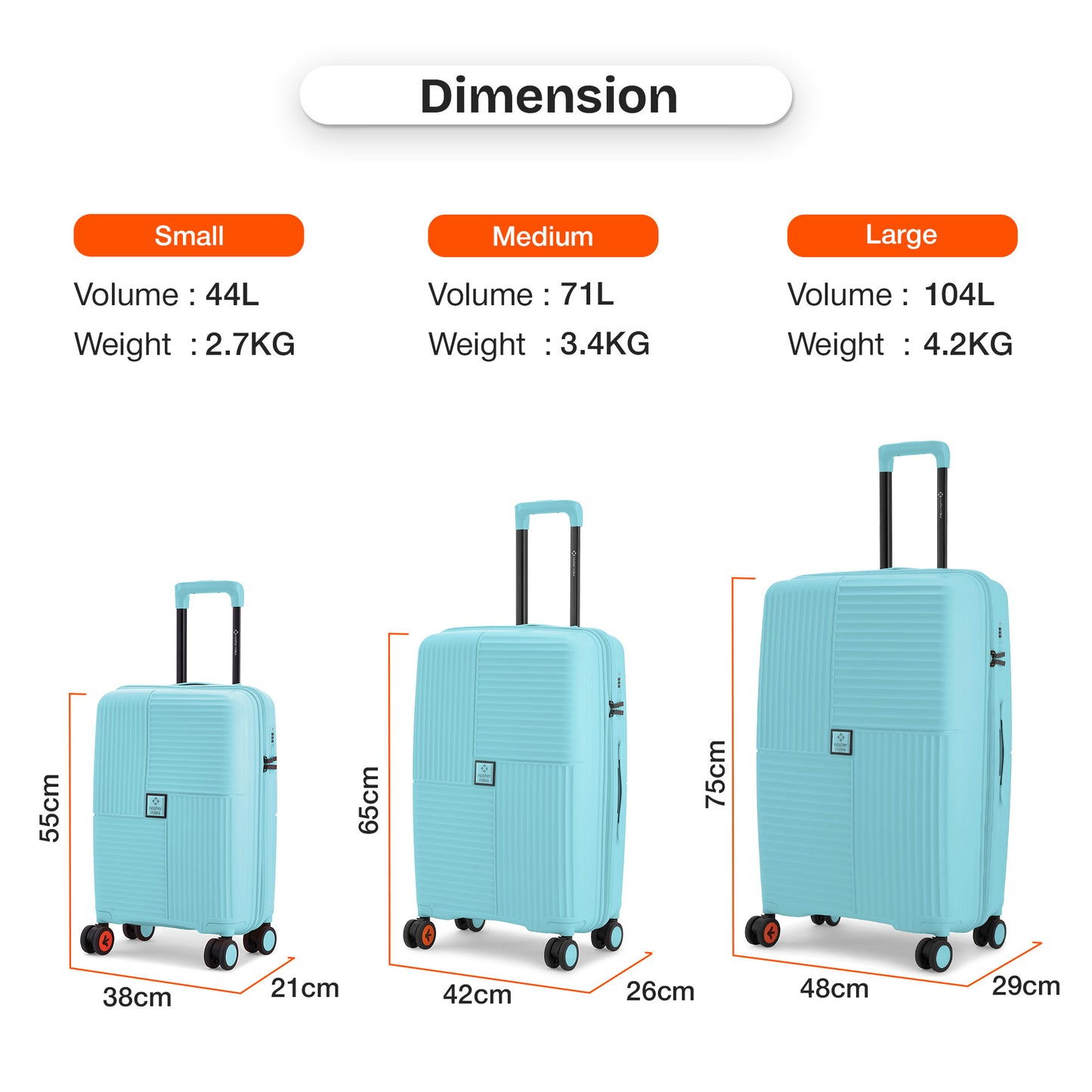 Nasher Miles Singapore Hard-Sided Polypropylene Check-in Luggage Light Blue 24 inch |65 Trolley Bag