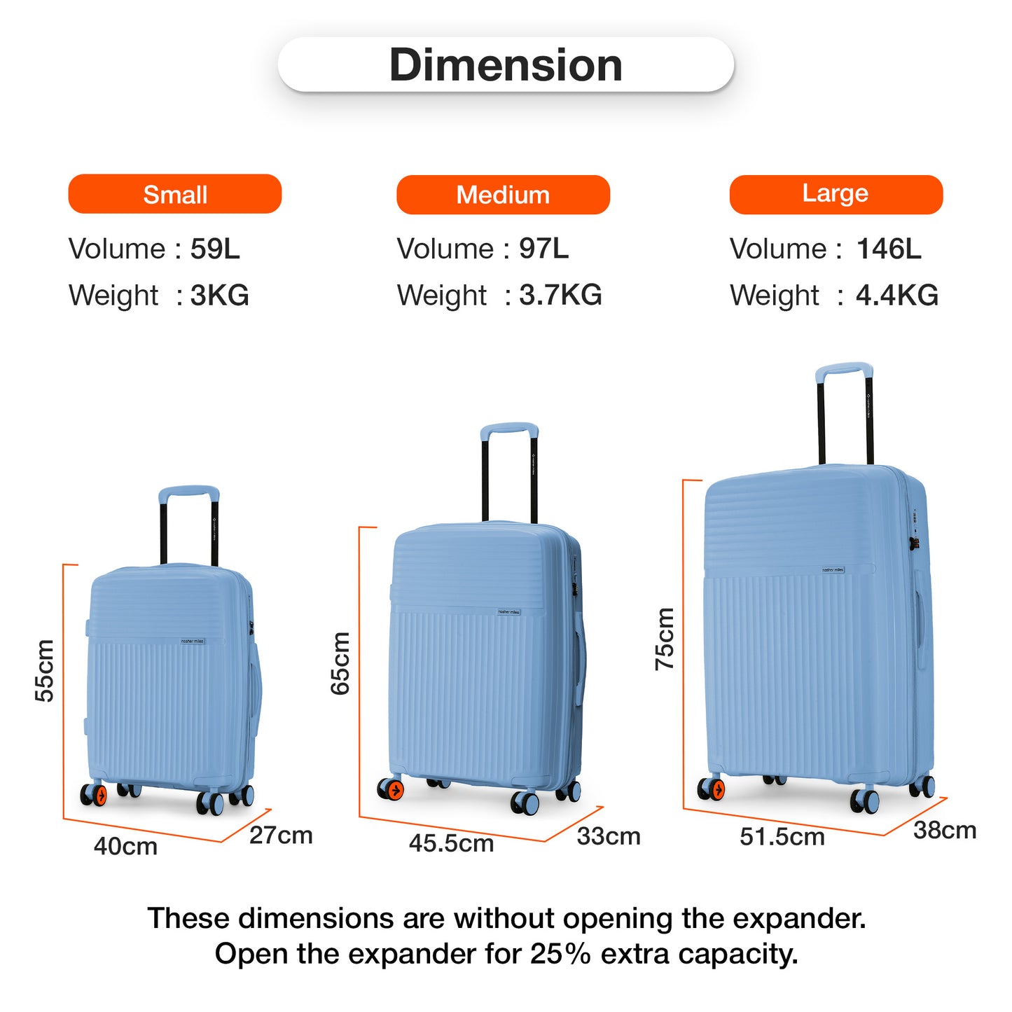 Nasher Miles Krabi Expander Hard-Sided Polypropylene Check-in Luggage Steel Blue 28 inch |75 Trolley Bag