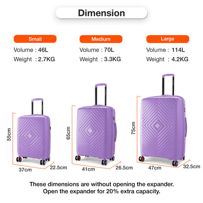 Nasher Miles Antwerp Hard-Sided Polypropylene Cabin Luggage 20 inch | 55cm TSA Lock 8 Wheels & Expander Small Trolley Bag for Travel | Suitcase (Pastel Purple)
