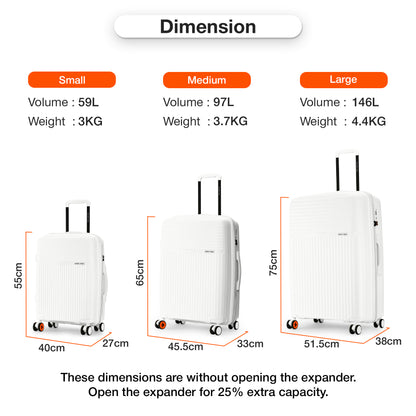 Nasher Miles Krabi Expander Hard-Sided Polypropylene Check-in Luggage White 28 inch |75 Trolley Bag
