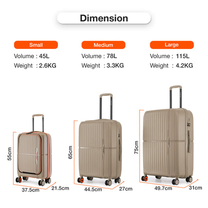 Nasher Miles Plus Springfield Hard-Sided Polypropylene Cabin Luggage with Laptop Compartment Champagne 20 inch |55 Trolley Bag