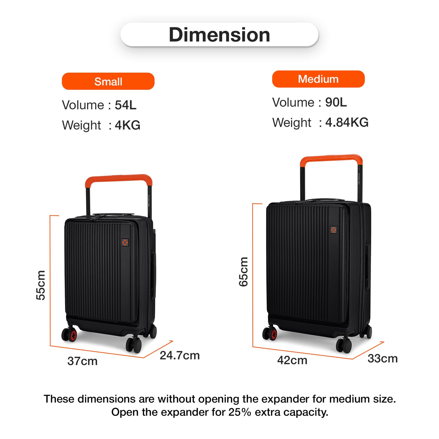 Nasher Miles Silicon Valley Expander Hard-Sided Polycarbonate Wide Telescopic Handle Front Opening Check-In Luggage Black 24 inch |65 Trolley Bag