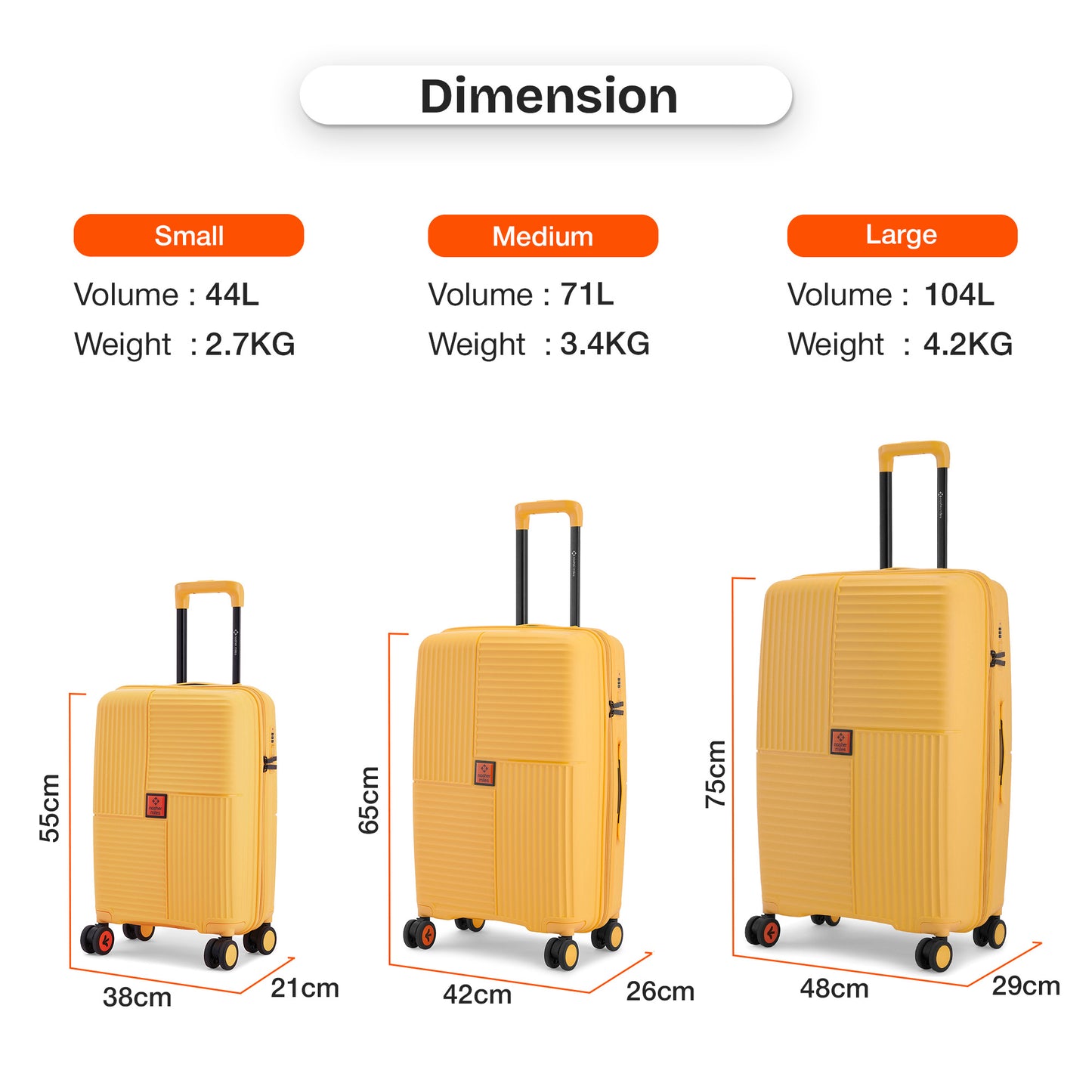 Nasher Miles Singapore Hard-Sided Polypropylene Check-in Luggage Yellow 28 inch |75 Trolley Bag