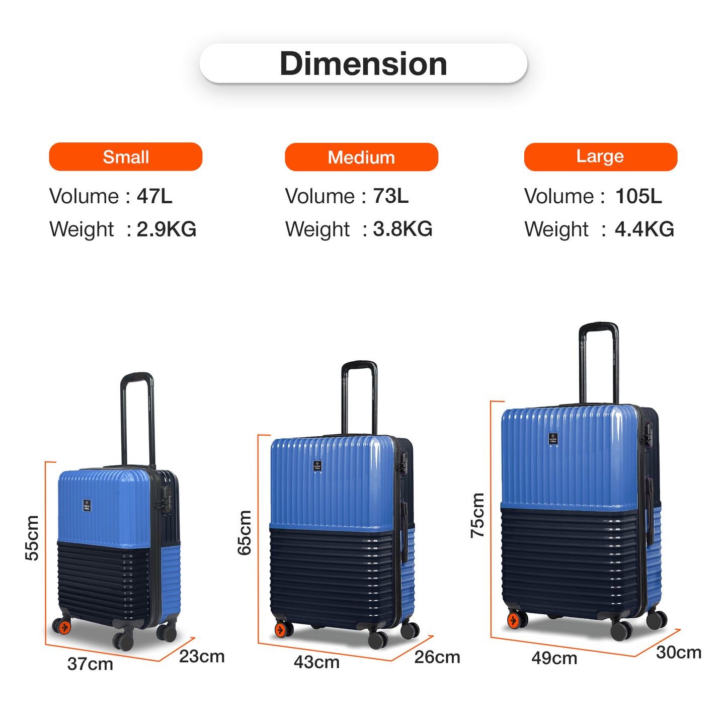 Nasher Miles Istanbul Hard-Sided ABS and PC Check-in Luggage 24 inch | 65cm | 8 Wheels Medium Trolley Bag for Travel | Suitcase (Dark Blue)