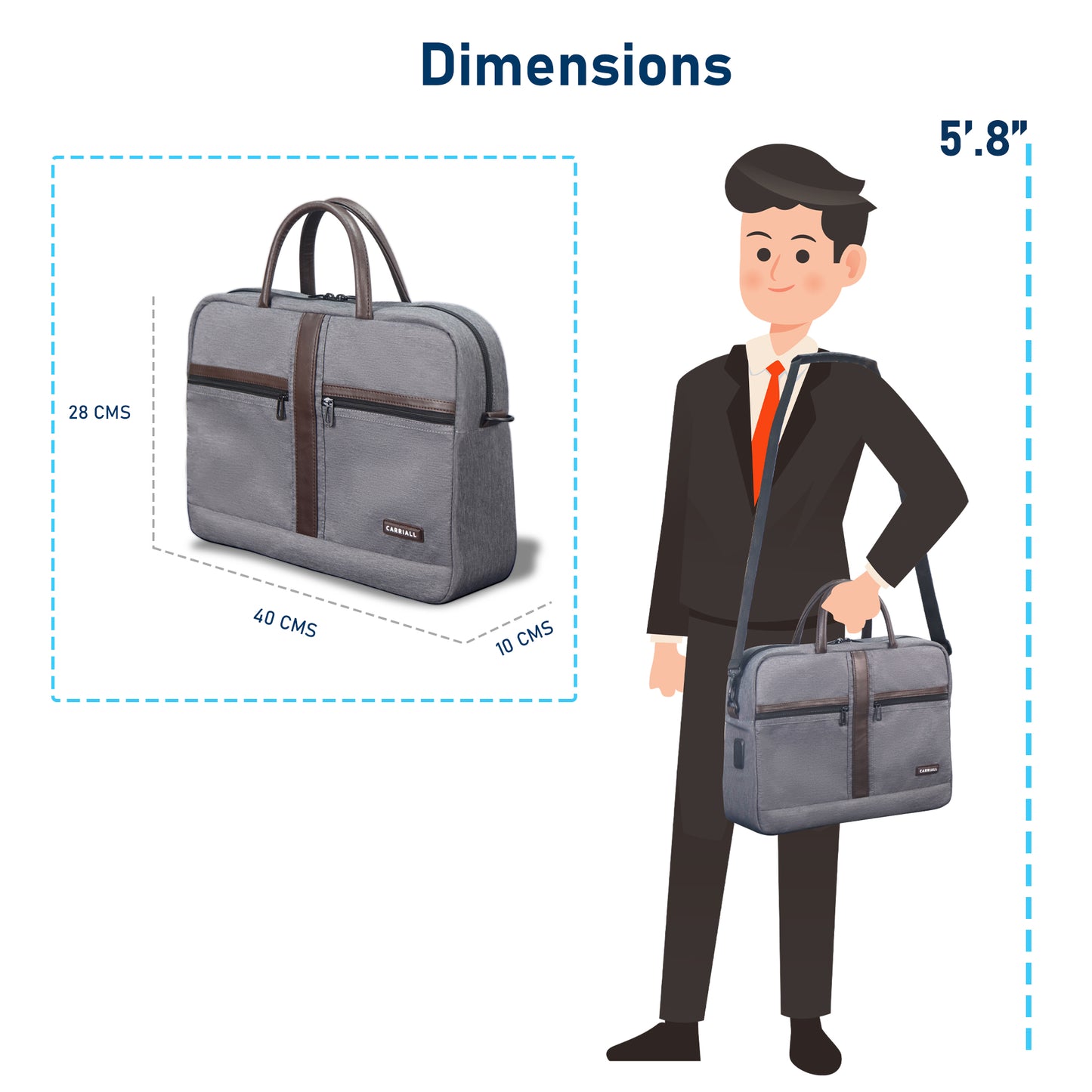 CARRIALL Ampio Laptop Messenger Bag (Grey)