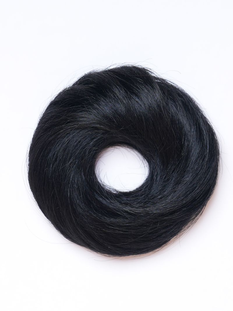 Human Hair Donut Scrunchie Black | Nish Hair