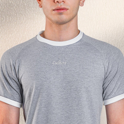 Ringer Raglan Tee - Grey / White
