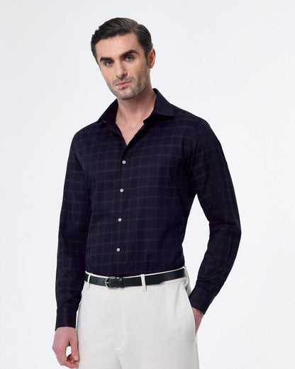 The Crownline Midnight Sand Checks Dress Shirt