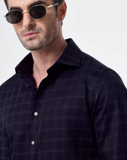 The Crownline Midnight Sand Checks Dress Shirt