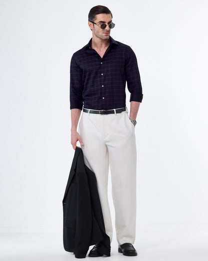The Crownline Midnight Sand Checks Dress Shirt