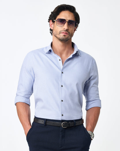 The Cerulean Blue Houndstooth Dress Shirt