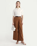 Rareism Women's Elane White Viscose Mandarin Collar Regular Fit Plain Top | RAREISM at Broadway