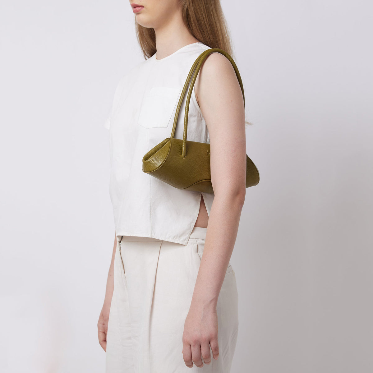 ELIZABETH BAGUETTE MINI PEBBLE OLIVE