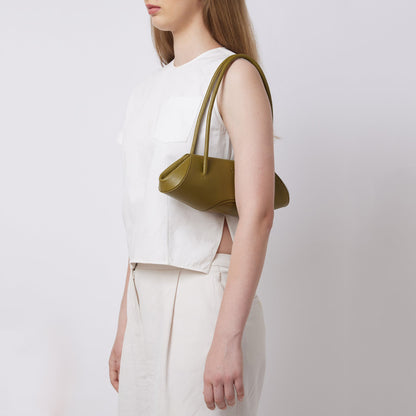 ELIZABETH BAGUETTE MINI PEBBLE OLIVE