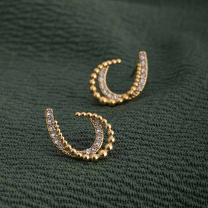 Almond Stones Half Hoop Earrings