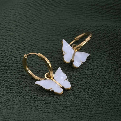 Annabelle Butterfly Drop Hoop Earrings