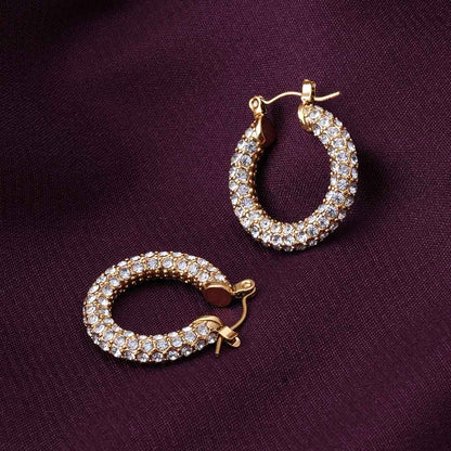 Diamond Studded Hoop Earrings