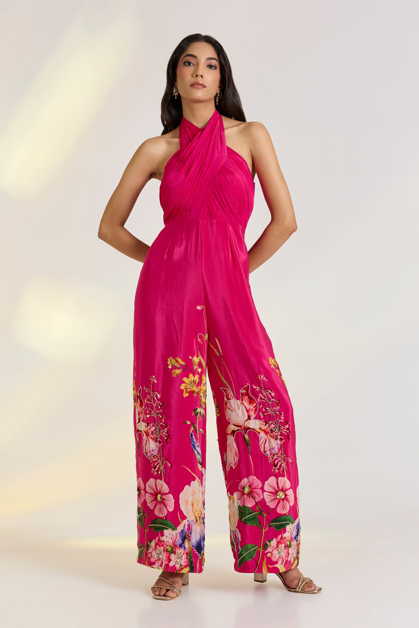 Pink Floral Draped Jumpsuit | Ewoke at Broadway