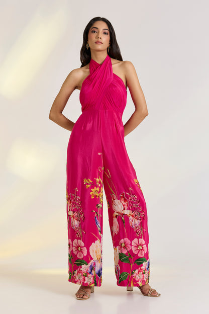 Pink Floral Draped Jumpsuit | Ewoke at Broadway