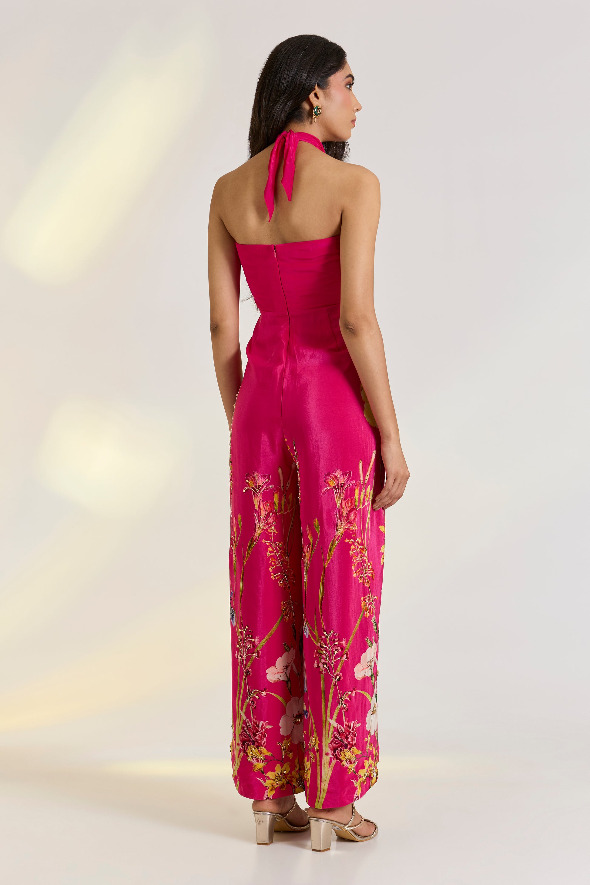Pink Floral Draped Jumpsuit | Ewoke at Broadway