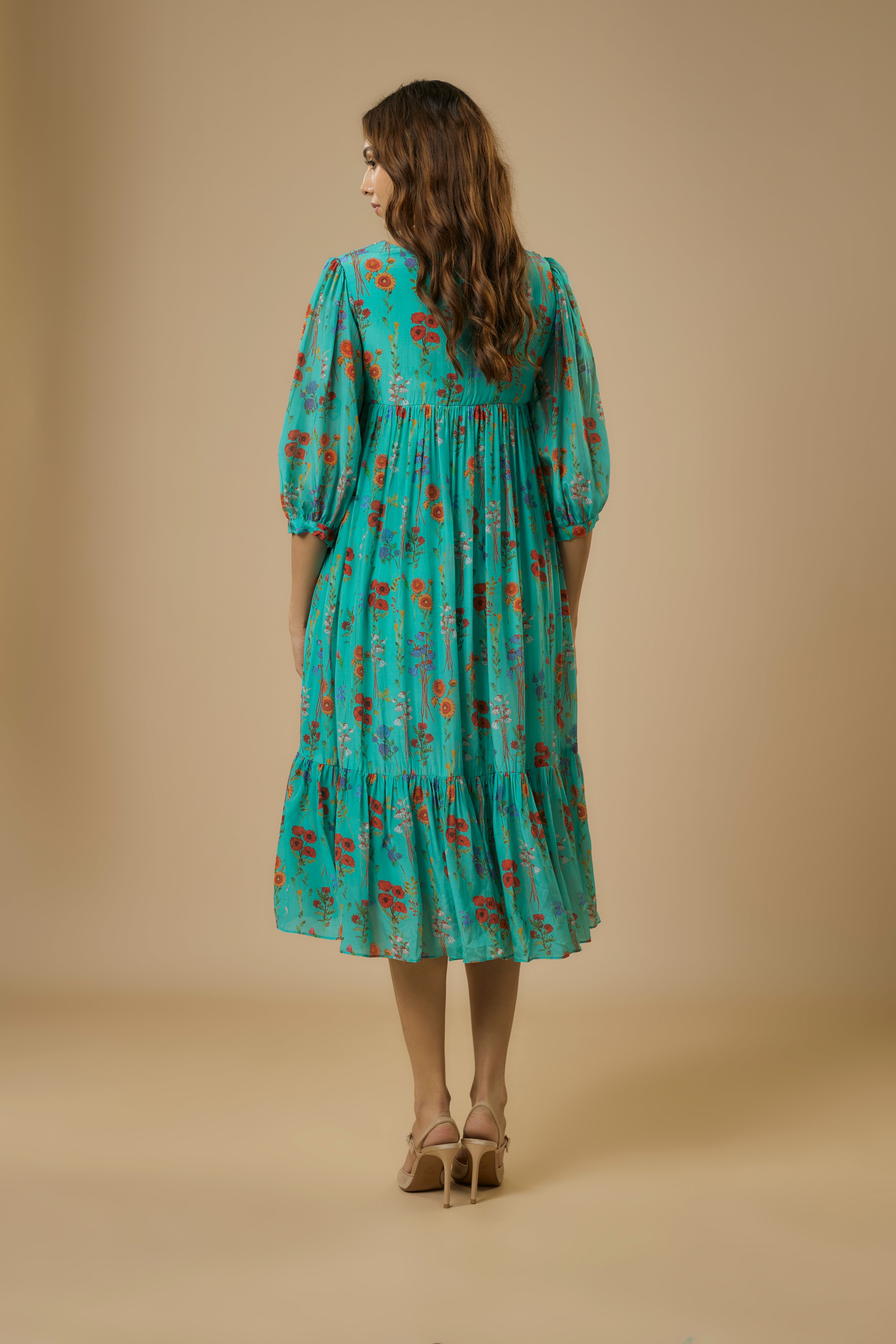 Blue Floral Midi Dress | Ewoke at Broadway