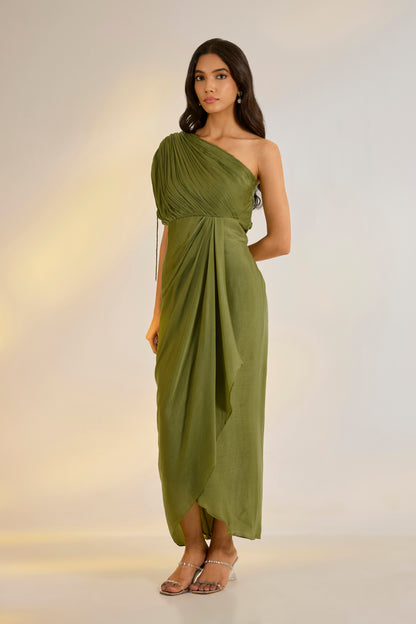 Olive Drape Dress | Ewoke at Broadway