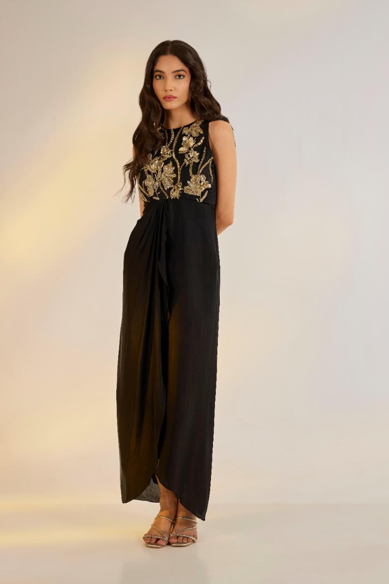 Black  Tara Drape Dress | Ewoke at Broadway