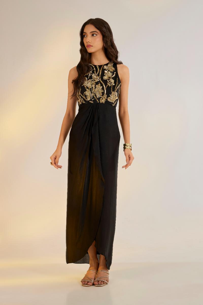 Black  Tara Drape Dress | Ewoke at Broadway