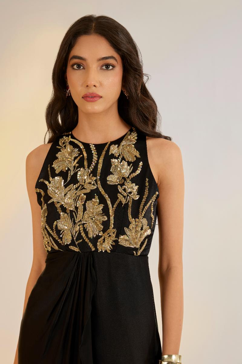 Black  Tara Drape Dress | Ewoke at Broadway