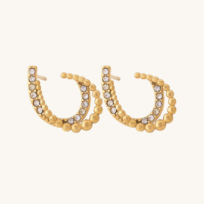 Almond Stones Half Hoop Earrings