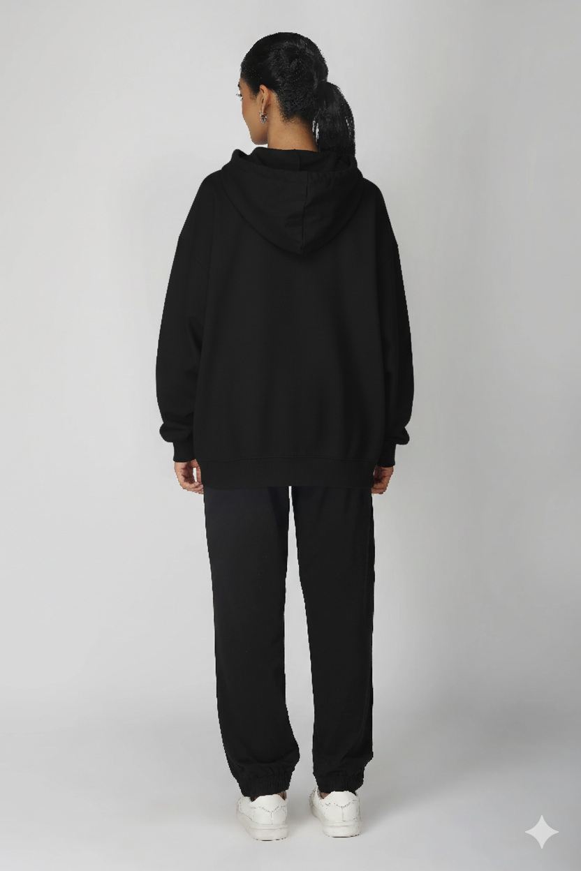 Emily In Paris: Printed Oversized Hoodie-Black