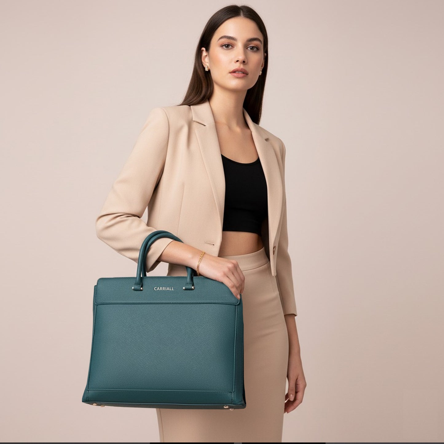 Carriall Empress Vegan Leather Tote bag  for women & girls (Dark Teal)