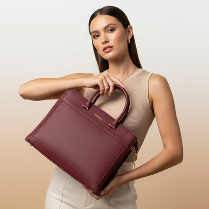 Carriall Empress Vegan Leather Tote bag for women & girls (Wine Red)